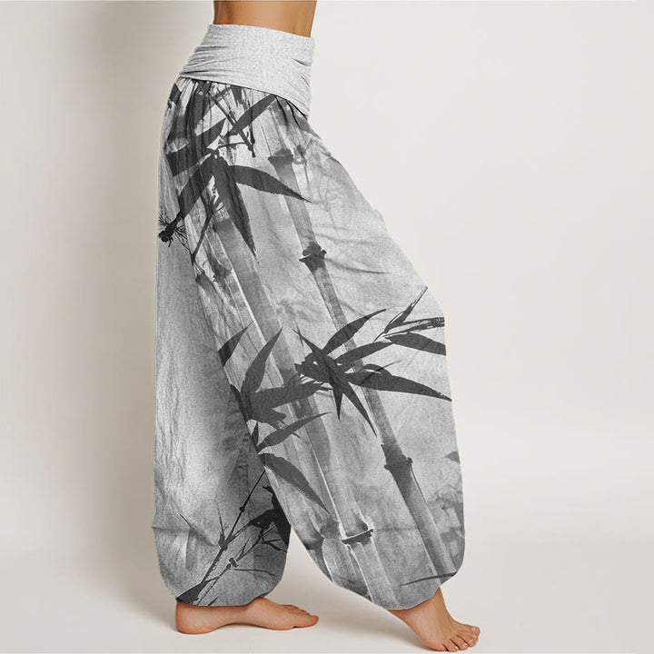 Pantaloni harem da donna con elastico in vita, modello Buddha Stones bambù casual e libellula - image 6