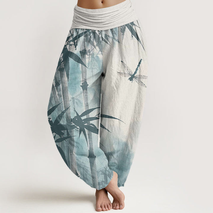 Pantaloni harem da donna con elastico in vita, modello Buddha Stones bambù casual e libellula - Biancheria - US22, UK/AU26, EU54 (6XL) - image 8