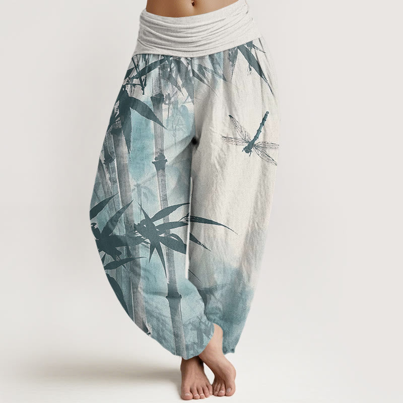 Pantaloni harem da donna con elastico in vita, modello Buddha Stones bambù casual e libellula - Biancheria - US22, UK/AU26, EU54 (6XL) - image 7