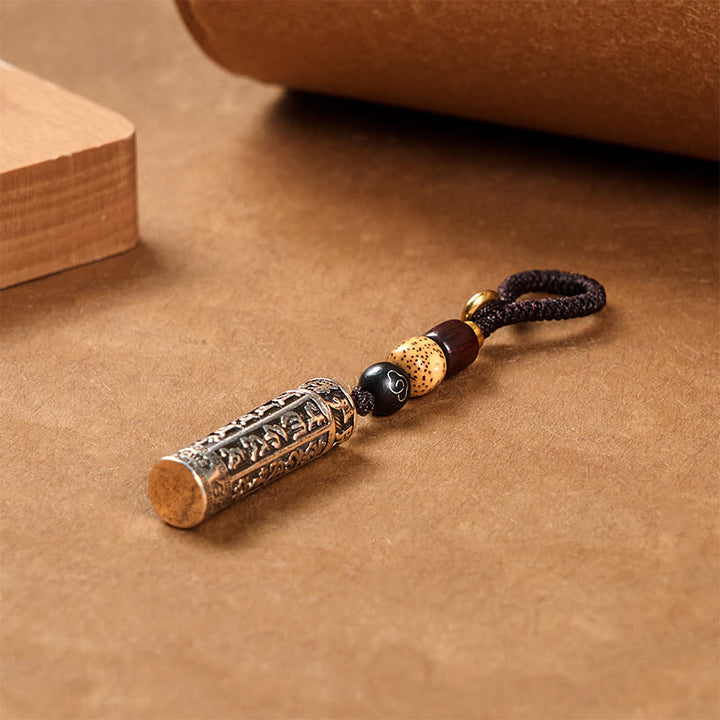 Buddha Stones Portachiavi tibetano Om Mani Padme Hum Shurangama Mantra Vajra modello rame purezza - image 2