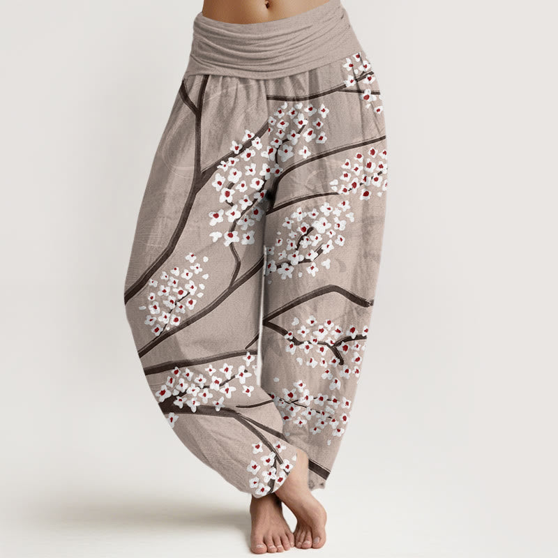 Pantaloni harem da donna con elastico in vita e motivo a rami di prugna, stile casual, motivo Buddha Stones - Abbronzatura - US22, UK/AU26, EU54 (6XL) - image 5