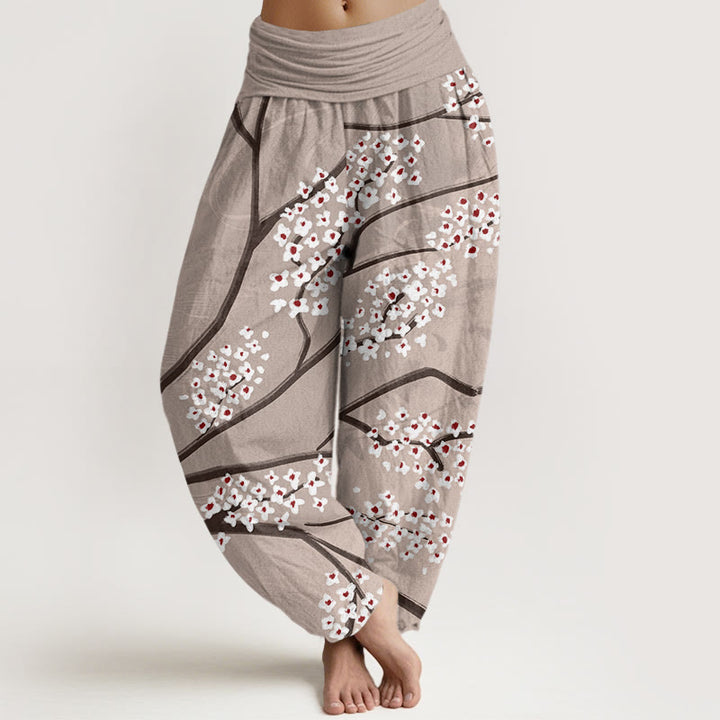 Pantaloni harem da donna con elastico in vita e motivo a rami di prugna, stile casual, motivo Buddha Stones - Abbronzatura - US22, UK/AU26, EU54 (6XL) - image 5