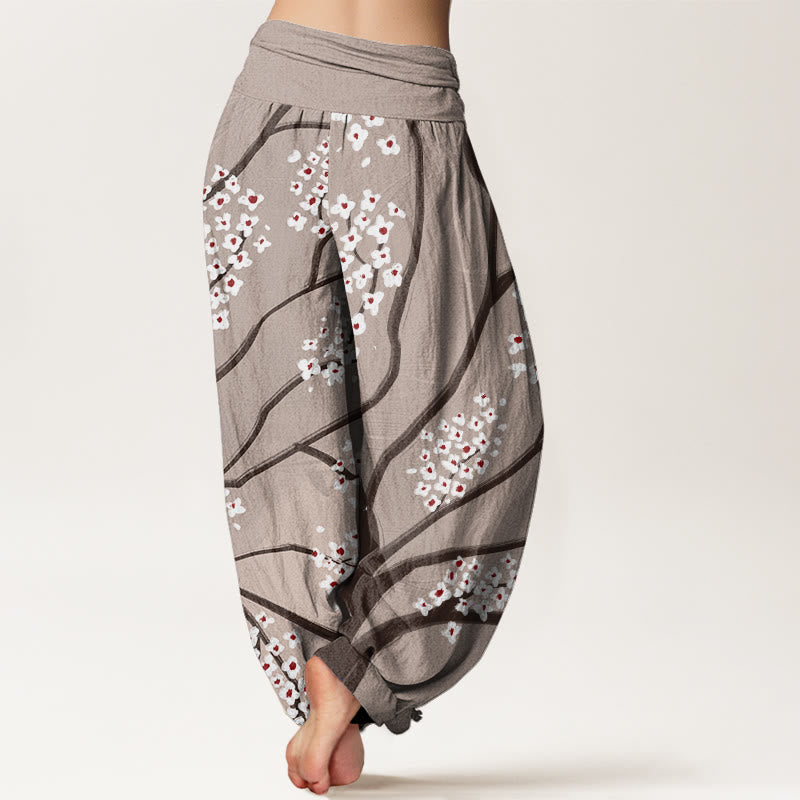 Pantaloni harem da donna con elastico in vita e motivo a rami di prugna, stile casual, motivo Buddha Stones - image 6
