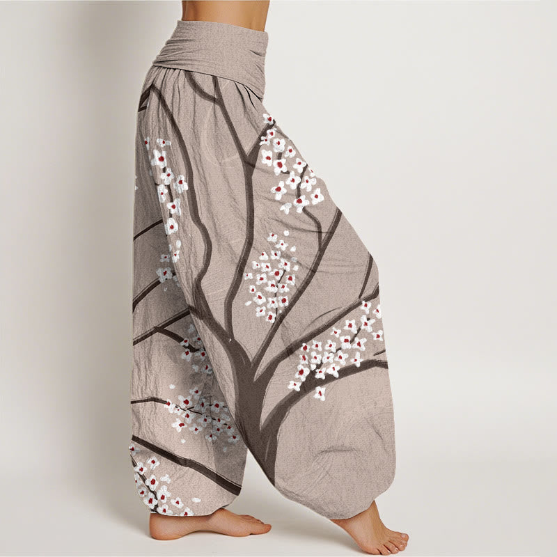 Pantaloni harem da donna con elastico in vita e motivo a rami di prugna, stile casual, motivo Buddha Stones - image 7