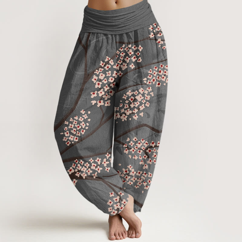 Pantaloni harem da donna con elastico in vita e motivo a rami di prugna, stile casual, motivo Buddha Stones - Grigio ardesia scuro - US22, UK/AU26, EU54 (6XL) - image 8