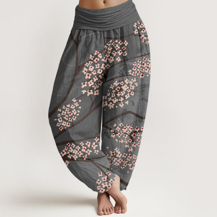 Pantaloni harem da donna con elastico in vita e motivo a rami di prugna, stile casual, motivo Buddha Stones - Grigio ardesia scuro - US22, UK/AU26, EU54 (6XL) - image 8