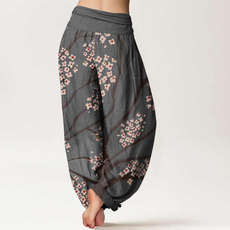 Pantaloni harem da donna con elastico in vita e motivo a rami di prugna, stile casual, motivo Buddha Stones - image 9