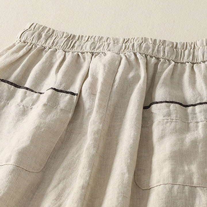 Pantaloni harem da donna in cotone e lino, con tasche, lunghezza 9, con coulisse, casual, estivi, colore puro, Buddha Stones - image 4