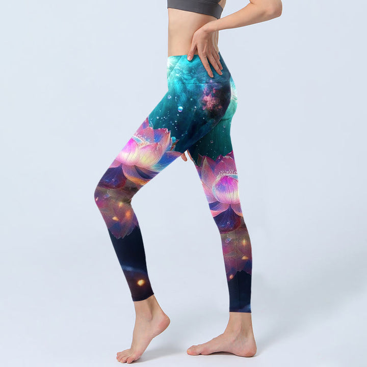 Leggings da palestra con stampa a bolle di acqua e motivo a Buddha Stones, pantaloni da yoga da donna