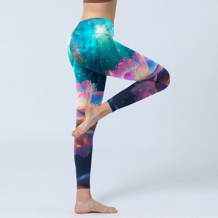 Leggings da palestra con stampa a bolle di acqua e motivo a Buddha Stones, pantaloni da yoga da donna