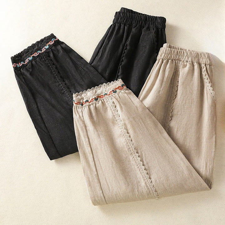 Pantaloni harem da donna in cotone e lino, con tasche, modello Buddha Stones, casual, in pizzo semplice, lunghezza 7-8 - image 32