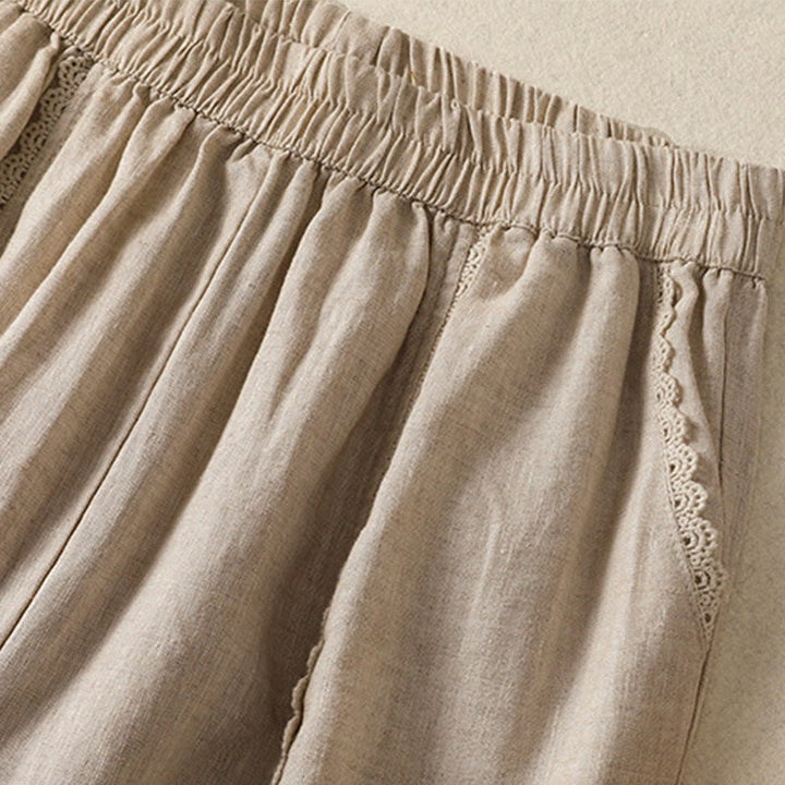 Pantaloni harem da donna in cotone e lino, con tasche, modello Buddha Stones, casual, in pizzo semplice, lunghezza 7-8 - image 2