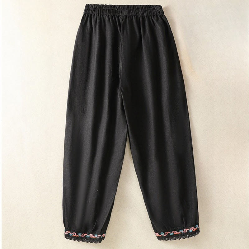 Pantaloni harem da donna in cotone e lino, con tasche, modello Buddha Stones, casual, in pizzo semplice, lunghezza 7-8 - image 25