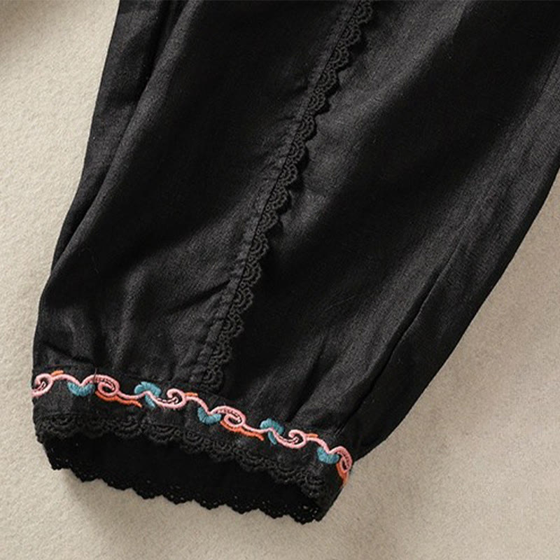 Pantaloni harem da donna in cotone e lino, con tasche, modello Buddha Stones, casual, in pizzo semplice, lunghezza 7-8 - image 30