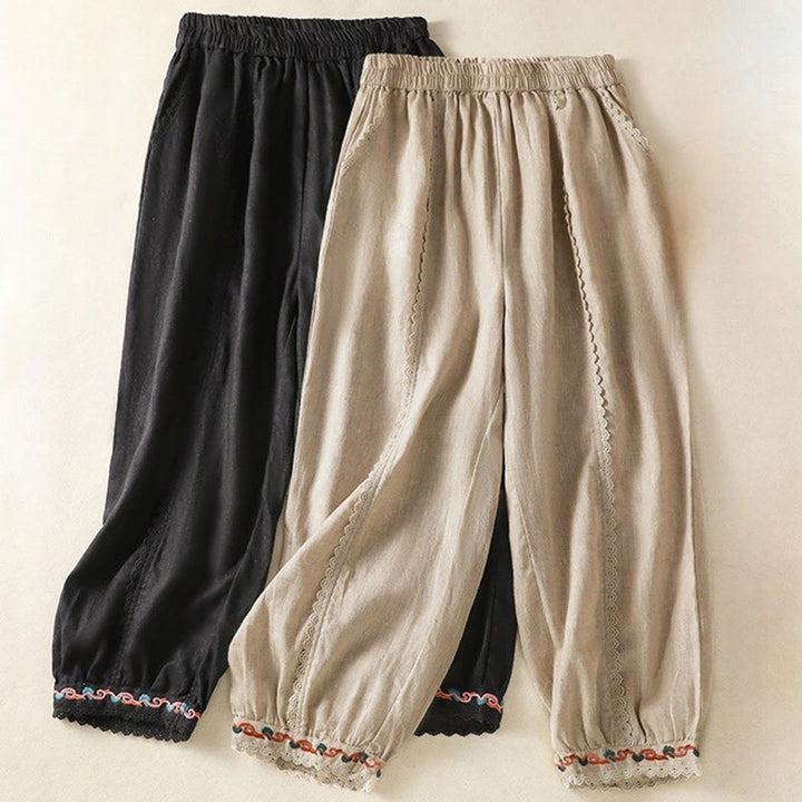 Pantaloni harem da donna in cotone e lino, con tasche, modello Buddha Stones, casual, in pizzo semplice, lunghezza 7-8 - image 31