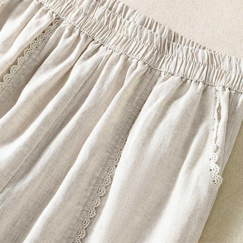 Pantaloni harem da donna in cotone e lino, con tasche, modello Buddha Stones, casual, in pizzo semplice, lunghezza 7-8 - image 19