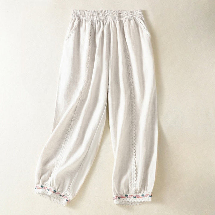 Pantaloni harem da donna in cotone e lino, con tasche, modello Buddha Stones, casual, in pizzo semplice, lunghezza 7-8 - image 17