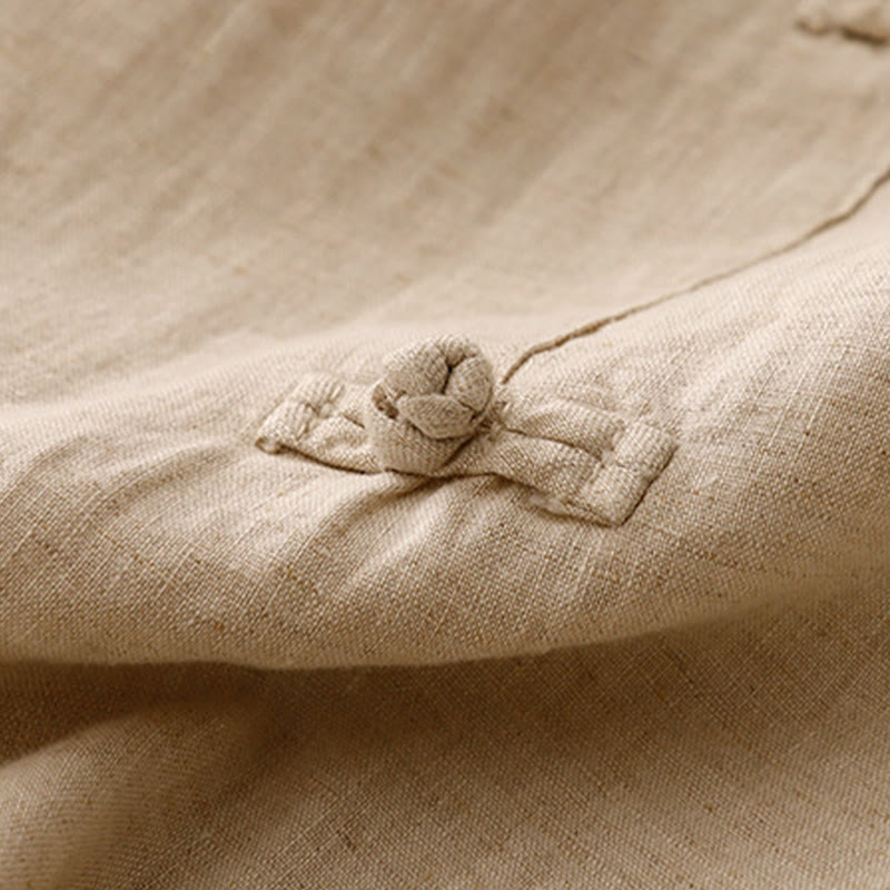 Pantaloni harem da donna in cotone e lino, con tasche, modello Buddha Stones, casual, tinta unita, con bottoni a rana, lunghezza 7-8 - image 14