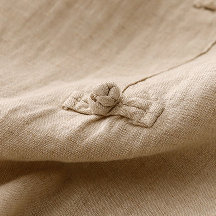 Pantaloni harem da donna in cotone e lino, con tasche, modello Buddha Stones, casual, tinta unita, con bottoni a rana, lunghezza 7-8 - image 14