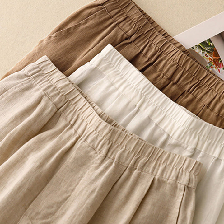 Pantaloni harem da donna in cotone e lino, con tasche, modello Buddha Stones, casual, tinta unita, con bottoni a rana, lunghezza 7-8 - image 20