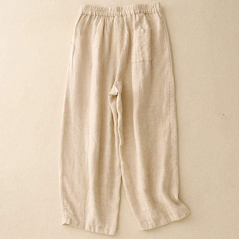 Pantaloni harem da donna in cotone e lino, con tasche, modello Buddha Stones, casual, tinta unita, con bottoni a rana, lunghezza 7-8 - image 8