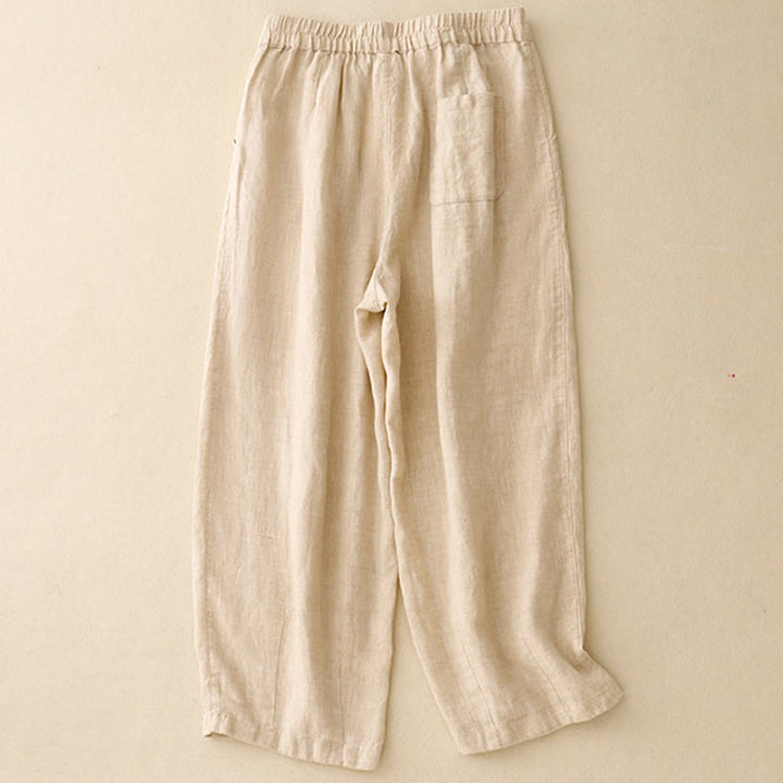 Pantaloni harem da donna in cotone e lino, con tasche, modello Buddha Stones, casual, tinta unita, con bottoni a rana, lunghezza 7-8 - image 8