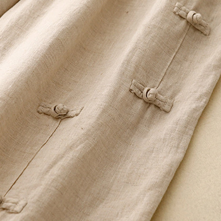 Pantaloni harem da donna in cotone e lino, con tasche, modello Buddha Stones, casual, tinta unita, con bottoni a rana, lunghezza 7-8 - image 10