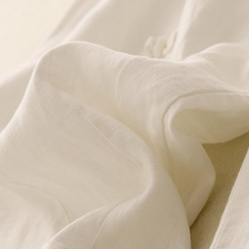 Pantaloni harem da donna in cotone e lino, con tasche, modello Buddha Stones, casual, tinta unita, con bottoni a rana, lunghezza 7-8 - image 5