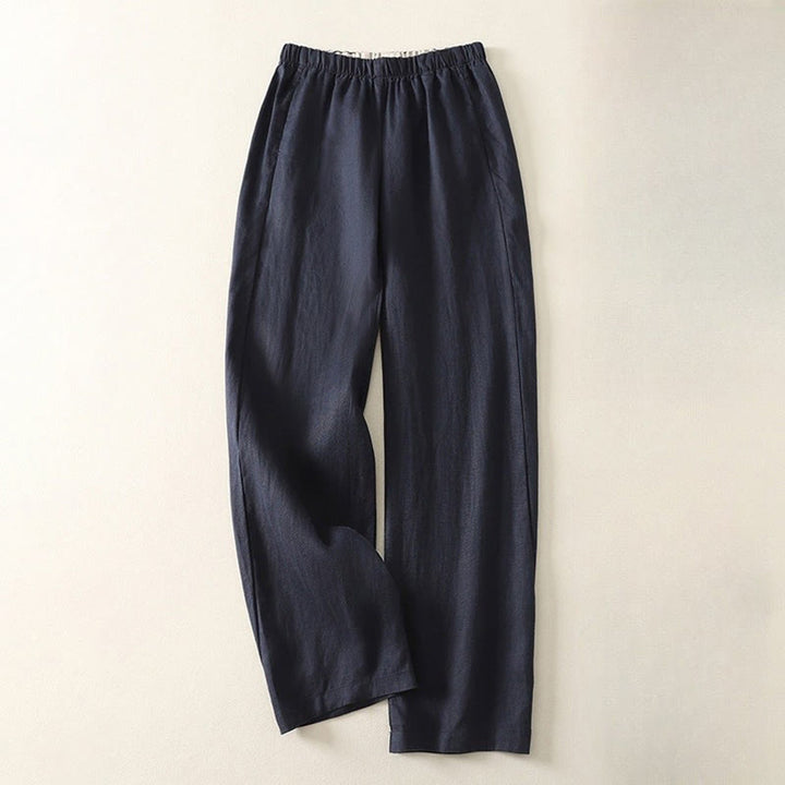 Pantaloni da donna in lino e cotone con tasche, modello Buddha Stones, tinta unita, semplici e quotidiani - Blu notte - US8-10, UK/AU12-14, EU40-42 (2XL) - image 15