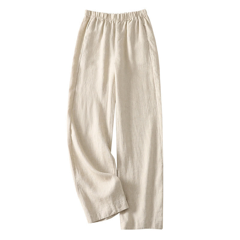 Pantaloni da donna in lino e cotone con tasche, modello Buddha Stones, tinta unita, semplici e quotidiani - image 6