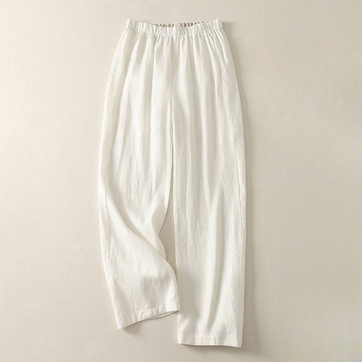 Pantaloni da donna in lino e cotone con tasche, modello Buddha Stones, tinta unita, semplici e quotidiani - Bianco - US8-10, UK/AU12-14, EU40-42 (2XL) - image 19