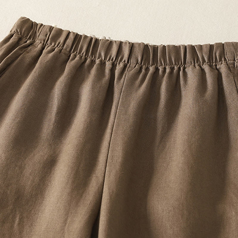Pantaloni da donna in lino e cotone con tasche, modello Buddha Stones, tinta unita, semplici e quotidiani - image 8