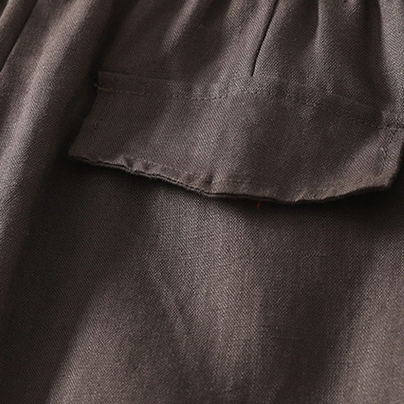 Pantaloni da donna in lino e cotone con tasche, modello Buddha Stones, tinta unita, semplici e quotidiani - image 13