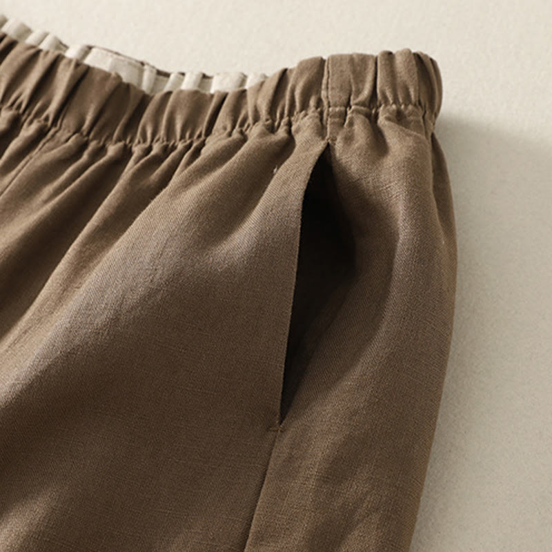 Pantaloni da donna in lino e cotone con tasche, modello Buddha Stones, tinta unita, semplici e quotidiani - image 9