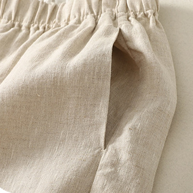 Pantaloni da donna in lino e cotone con tasche, modello Buddha Stones, tinta unita, semplici e quotidiani - image 3