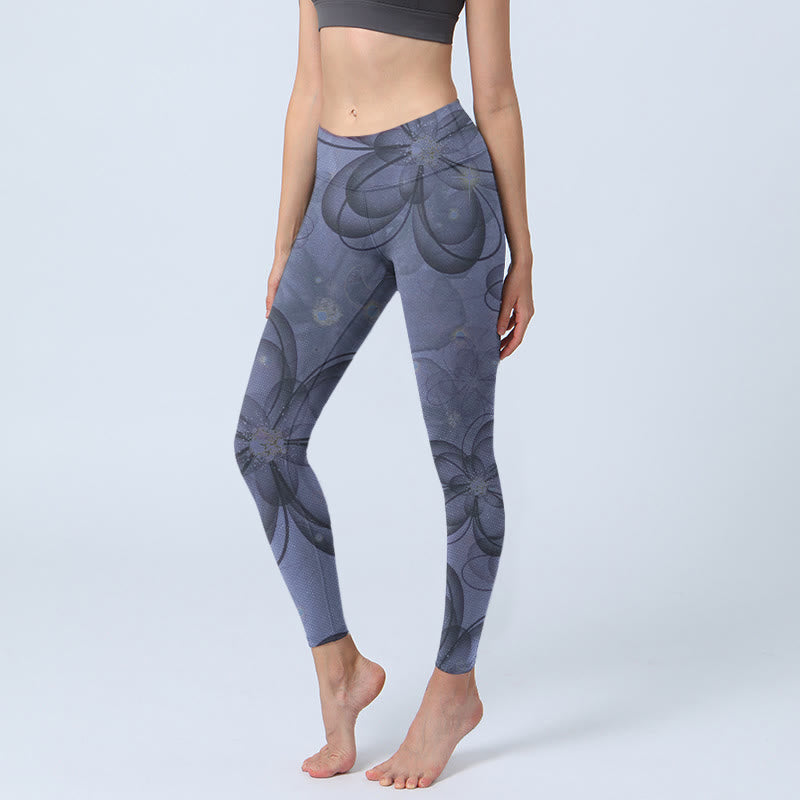 Leggings da palestra con stampa di petali astratti e Buddha Stones, pantaloni da yoga da donna - FiordalisoBlu - US18, UK/AU22, EU50 (4XL) - image 1