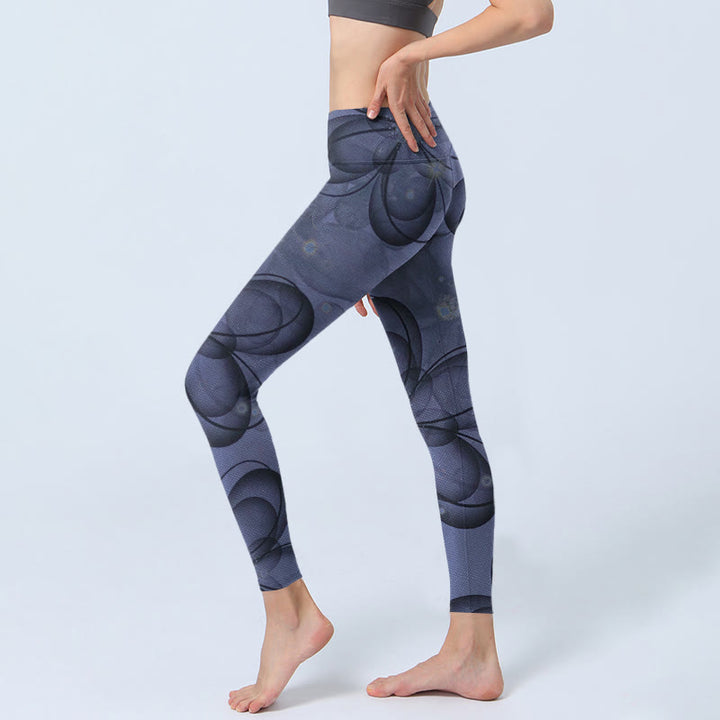Leggings da palestra con stampa di petali astratti e Buddha Stones, pantaloni da yoga da donna
