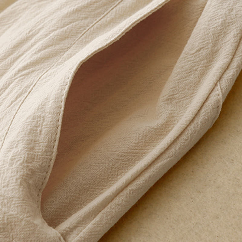 Pantaloni da donna in lino e cotone con elastico in vita, tinta unita , Buddha Stones Daily, con tasche - image 14