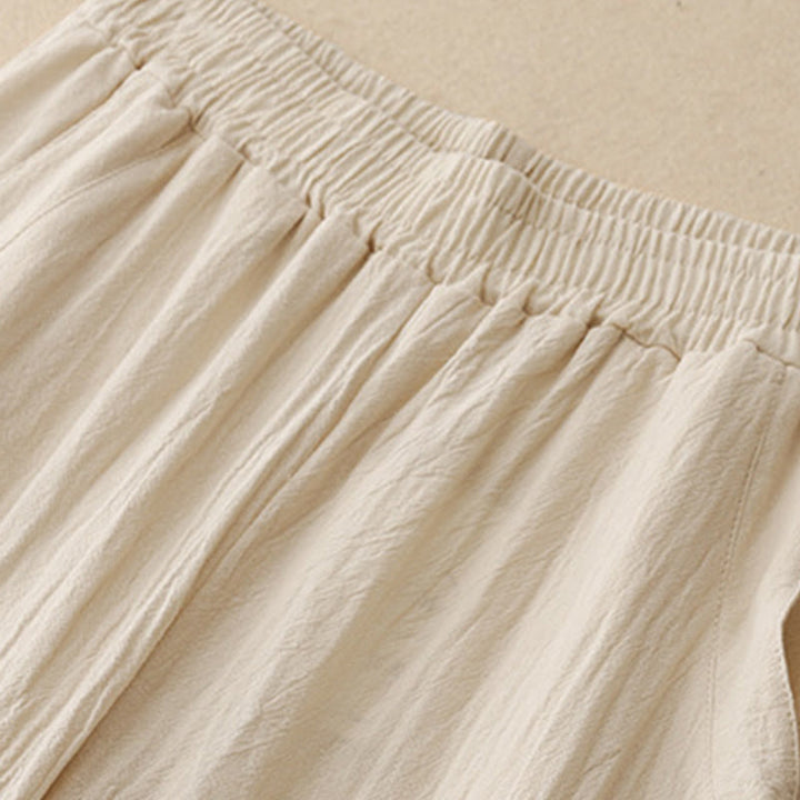 Pantaloni da donna in lino e cotone con elastico in vita, tinta unita , Buddha Stones Daily, con tasche - image 10