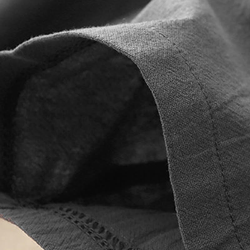 Pantaloni da donna in lino e cotone con elastico in vita, tinta unita , Buddha Stones Daily, con tasche - image 5