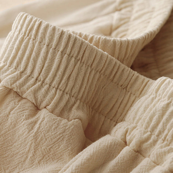 Pantaloni da donna in lino e cotone con elastico in vita, tinta unita , Buddha Stones Daily, con tasche - image 11