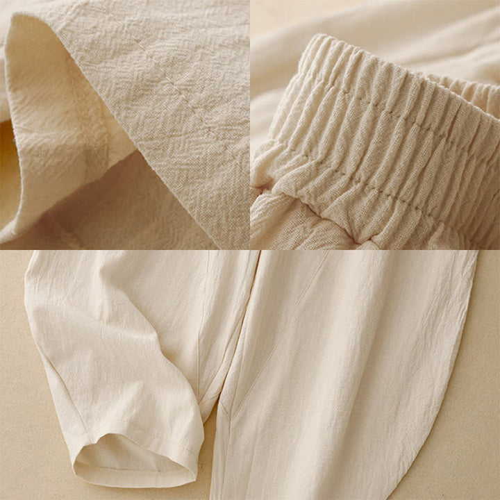 Pantaloni da donna in lino e cotone con elastico in vita, tinta unita , Buddha Stones Daily, con tasche - image 15