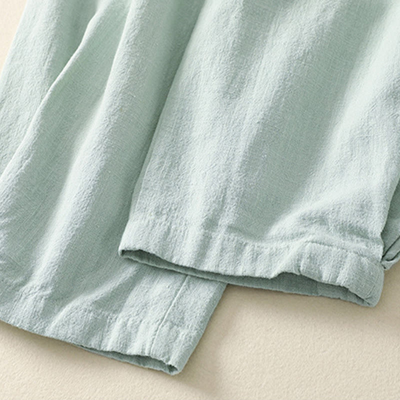 Pantaloni da donna in cotone e lino con elastico in vita, tinta unita, Buddha Stones Commute, con tasche - image 18