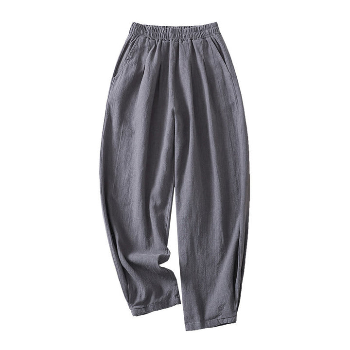 Pantaloni da donna in cotone e lino con elastico in vita, tinta unita, Buddha Stones Commute, con tasche - image 10