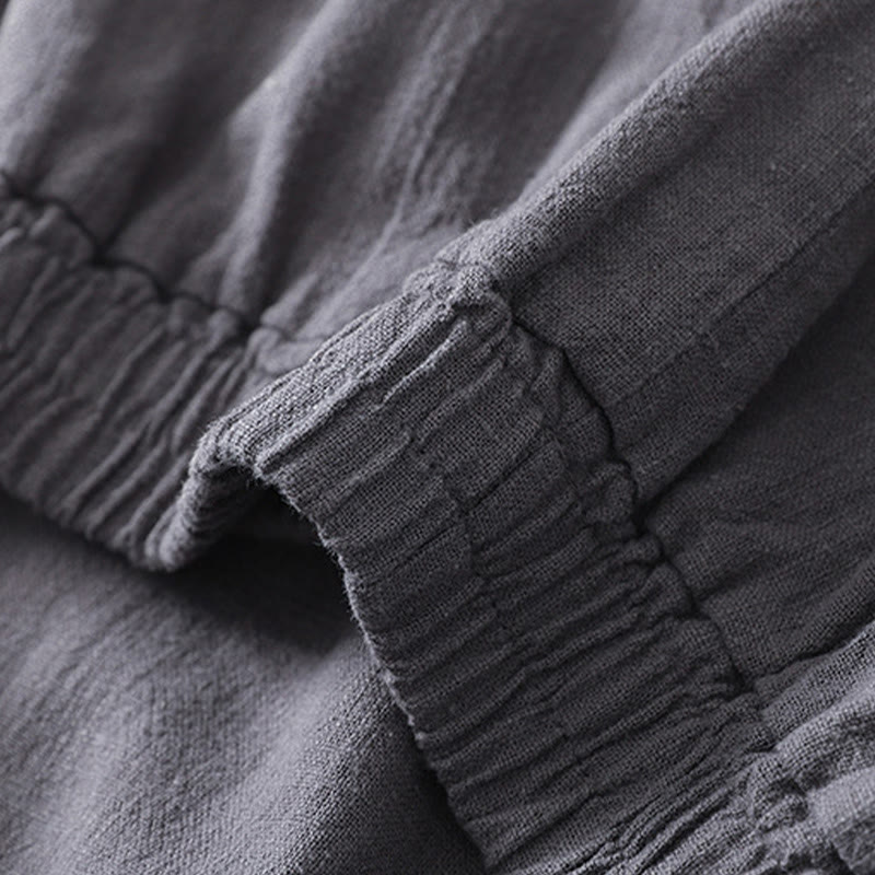 Pantaloni da donna in cotone e lino con elastico in vita, tinta unita, Buddha Stones Commute, con tasche - image 8