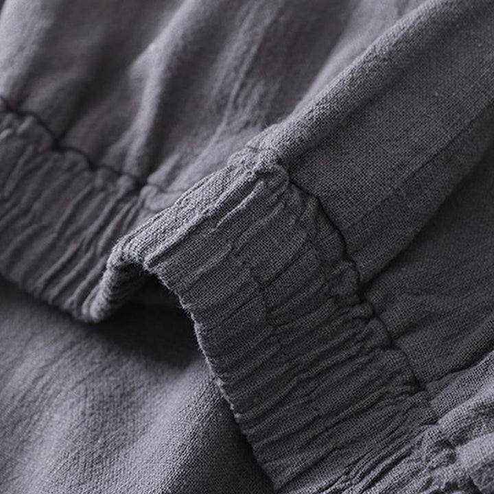 Pantaloni da donna in cotone e lino con elastico in vita, tinta unita, Buddha Stones Commute, con tasche - image 8