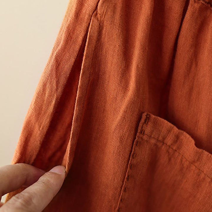 Pantaloni larghi da donna in cotone e lino, con tasche, modello Buddha Stones, casual, tinta unita, con coulisse, lunghezza 9 - image 10