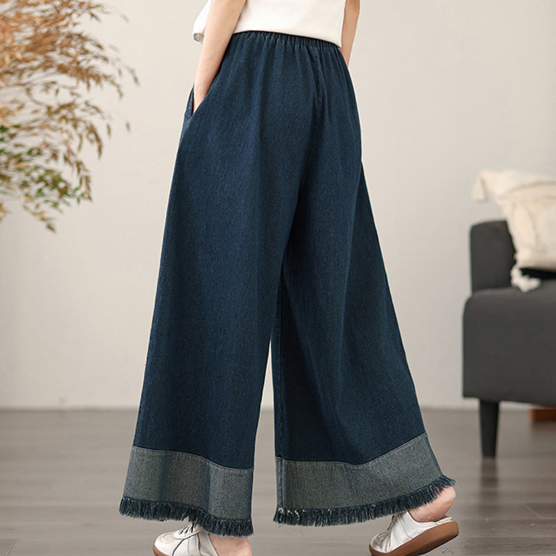 Pantaloni a gamba larga da donna con tasche e design vintage con nappa effetto consumato Buddha Stones Spring
