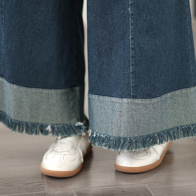 Pantaloni a gamba larga da donna con tasche e design vintage con nappa effetto consumato Buddha Stones Spring