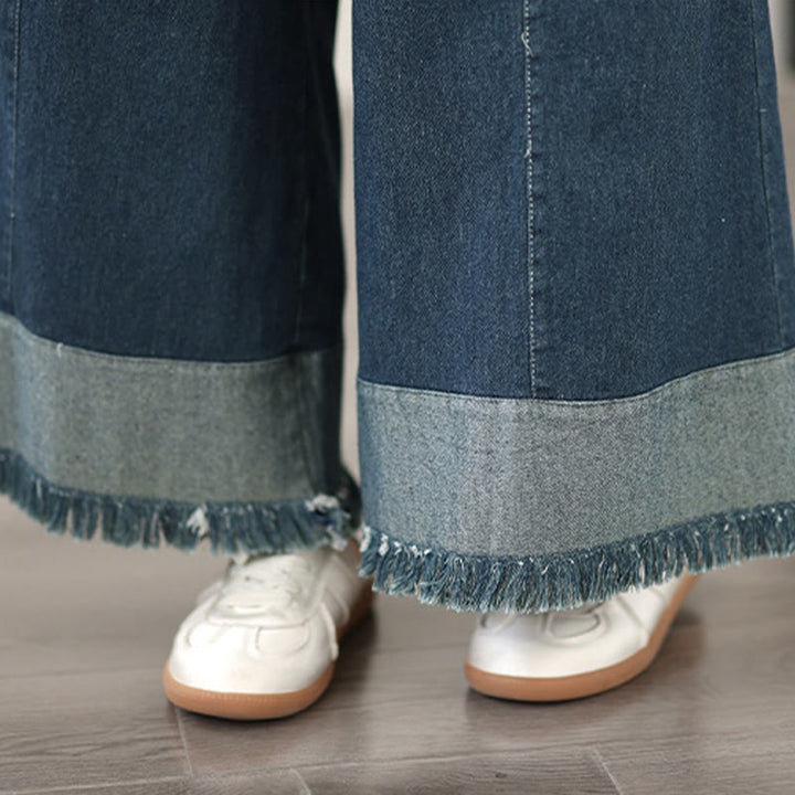 Pantaloni a gamba larga da donna con tasche e design vintage con nappa effetto consumato Buddha Stones Spring